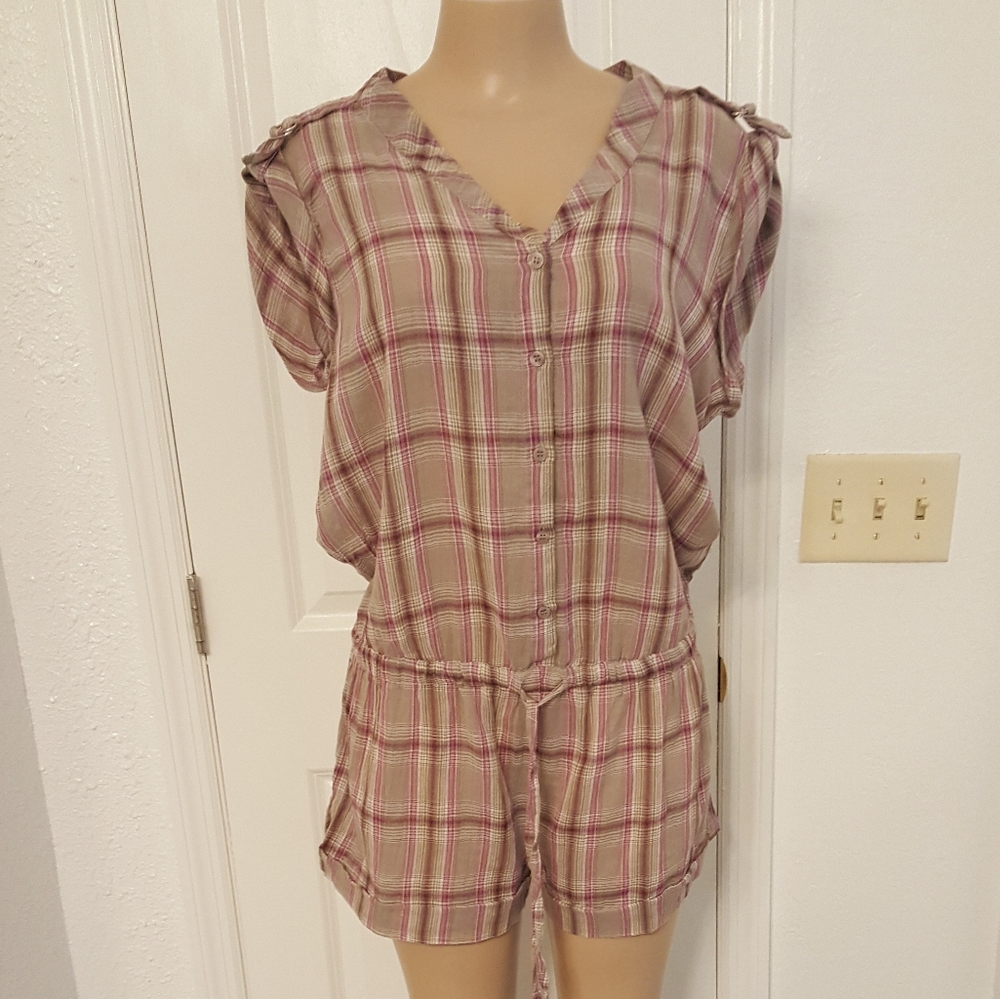 BRAND NEW MUDD PURPLE/TAN SHORT SLEEVE BLOUSE SIZE XL/S